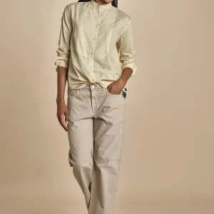camicia coreana con microstampa