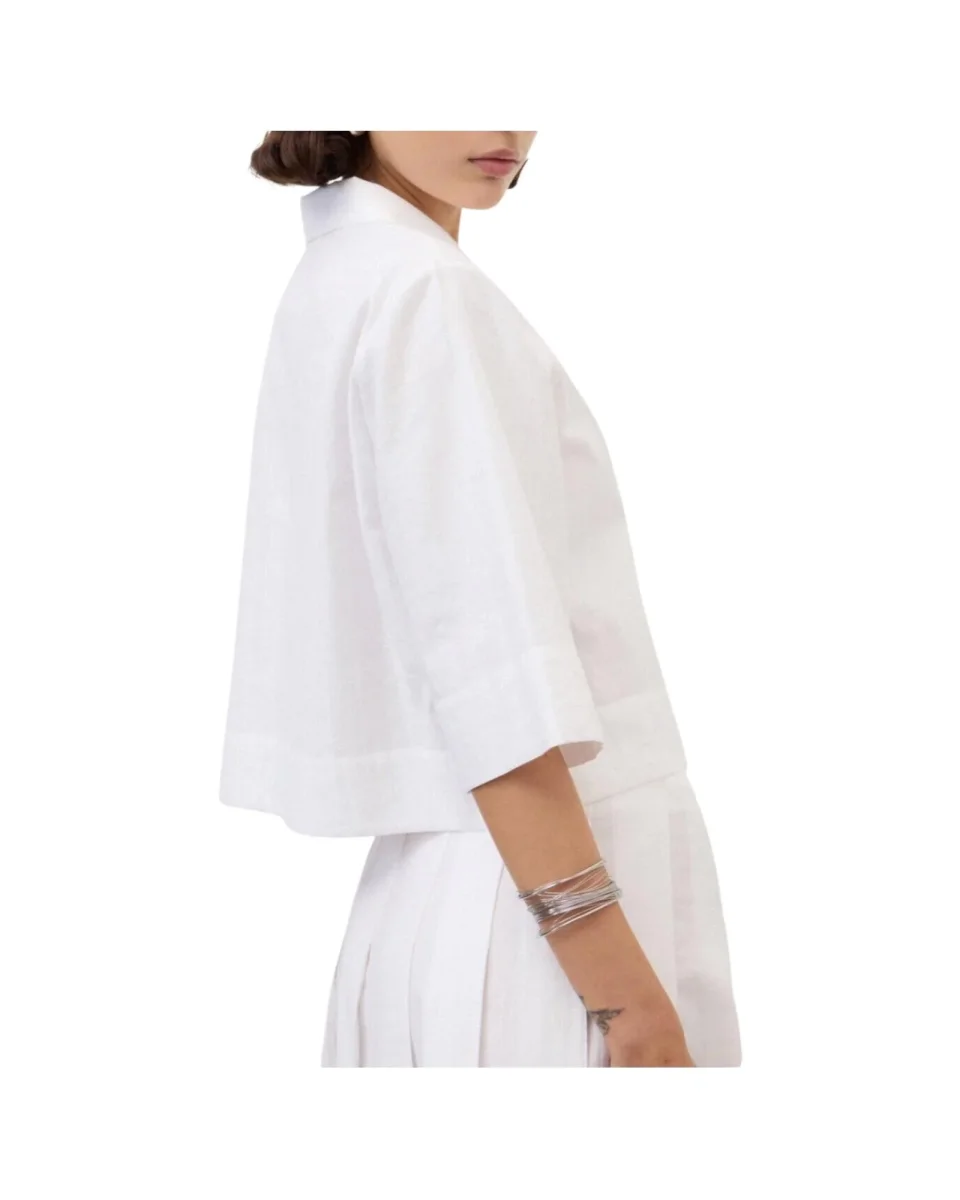 Camicia cropped a mezza manica Bianco - immagine 3