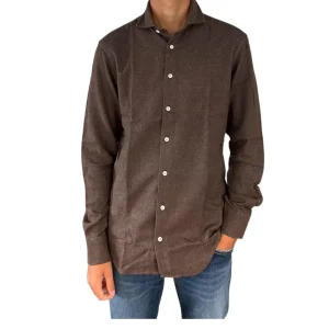 Camicia uomo in flanella Marrone