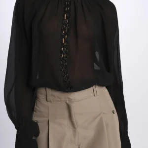 Camicia manica sbuffo ricamo cetrale