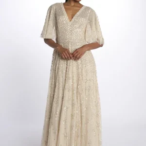 LEILA DOT VNECK abito m/c con paillettes