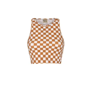 TOP SCACCO BEIGE BIANCO